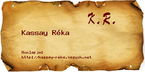 Kassay Réka névjegykártya